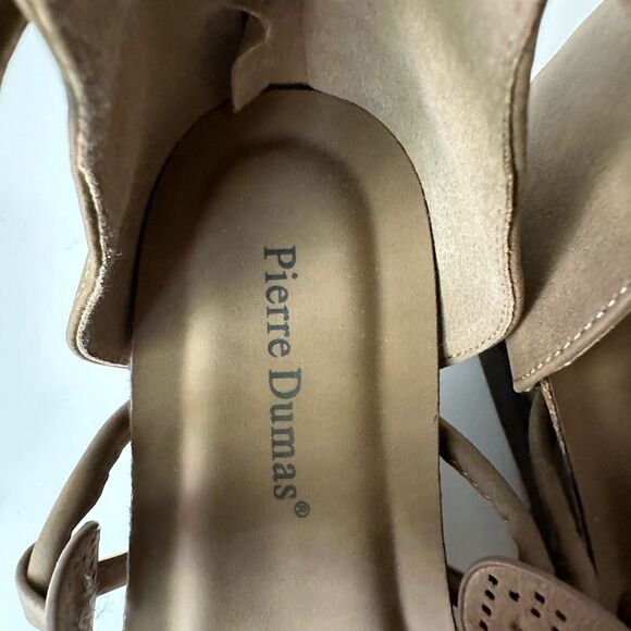 Pierre Dumas Brown Faux Leather Wedge Sandals Size 8.5 - Picture 4 of 6